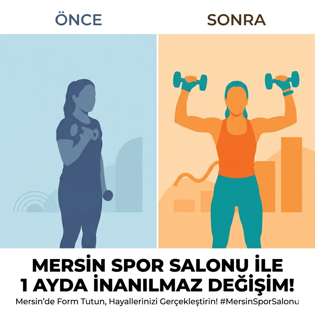 Mersin spor salonu 1 ayda vücut değişimi öncesi sonrası vektör görseli