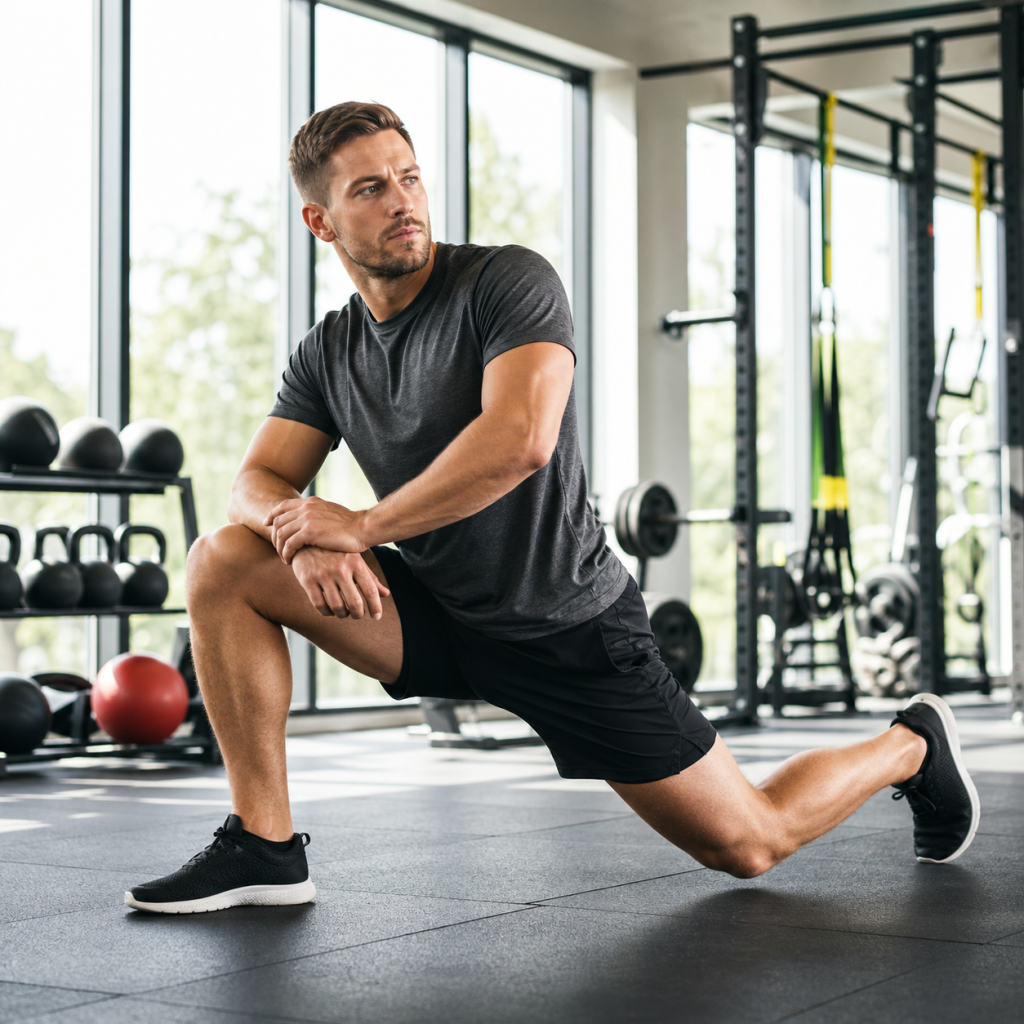 spor yaralanmaları önleme - warm-up stretching at gym